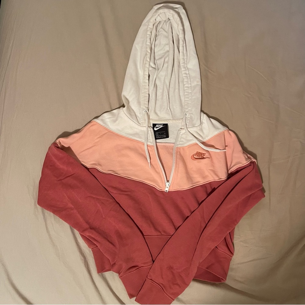 Nike Tricolor Cropped Quarter Zip Hoodie